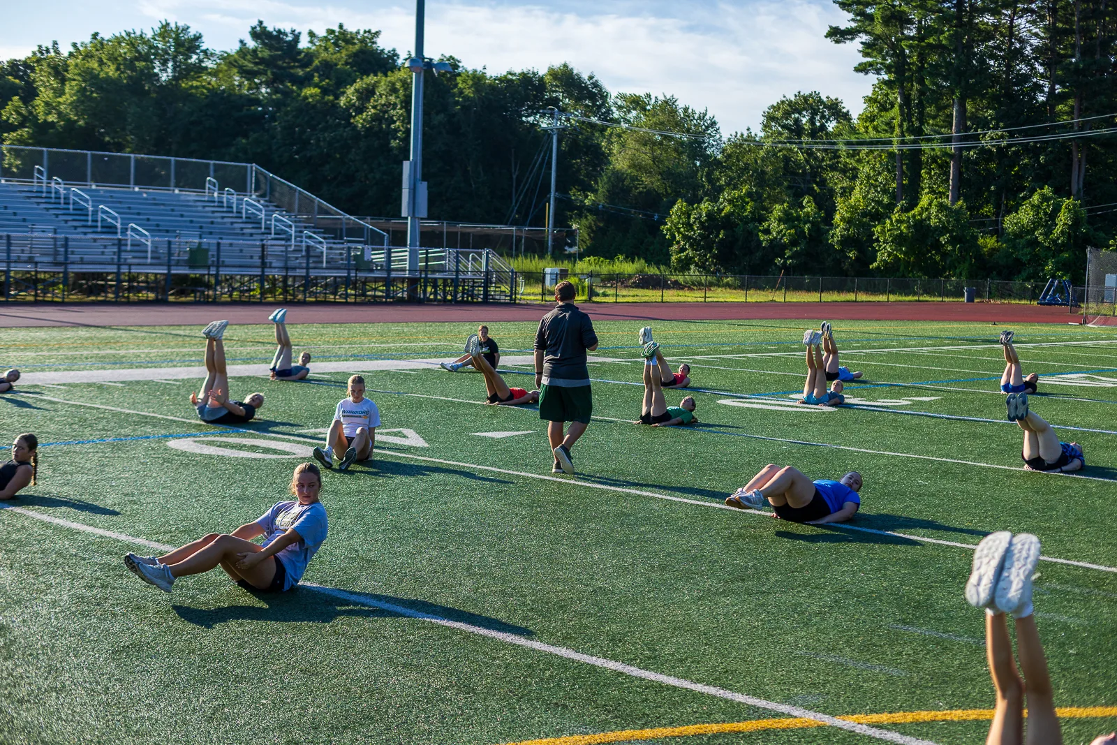 Outdoor warm-up with the camp group