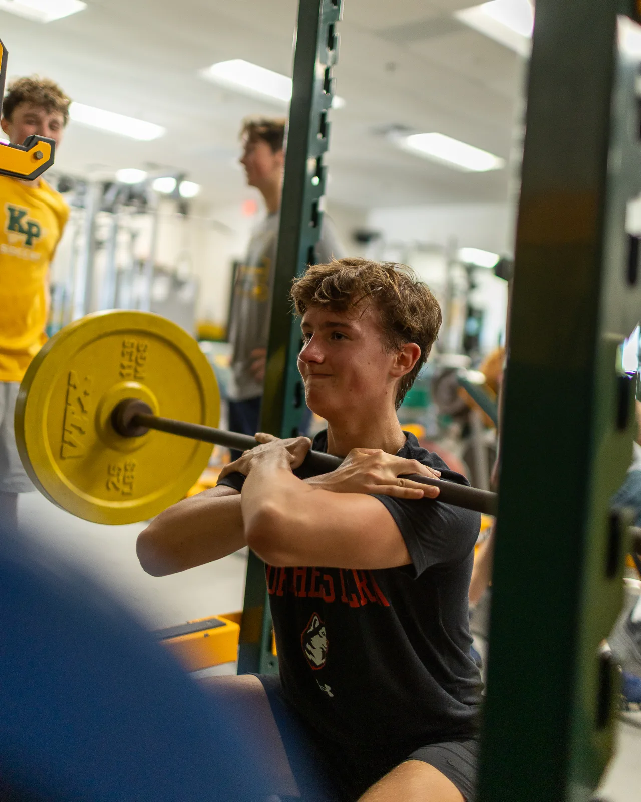 Athlete practicing a front squat